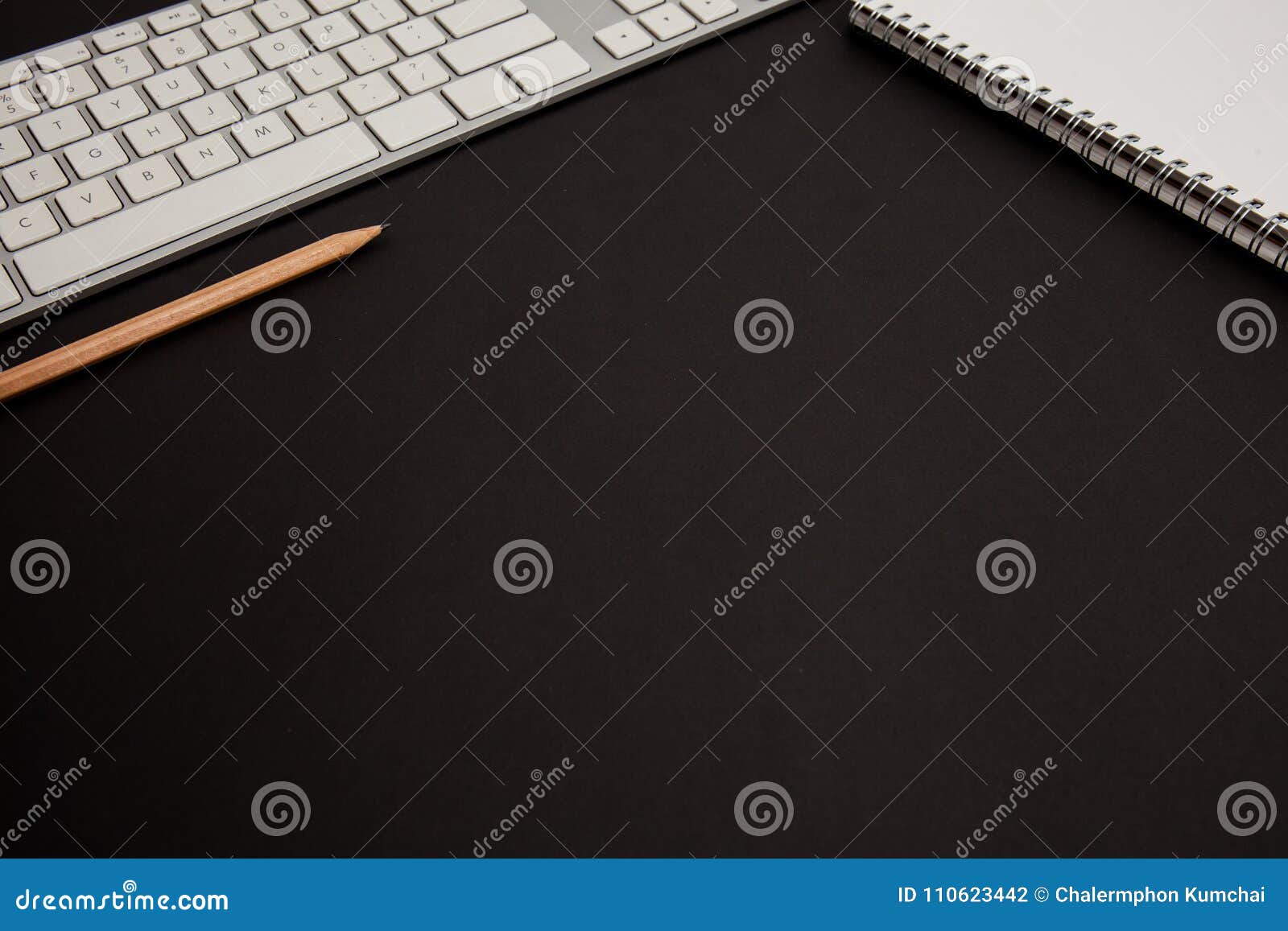 Mock Up Table with Black Background. Office Table Stock Photo Image