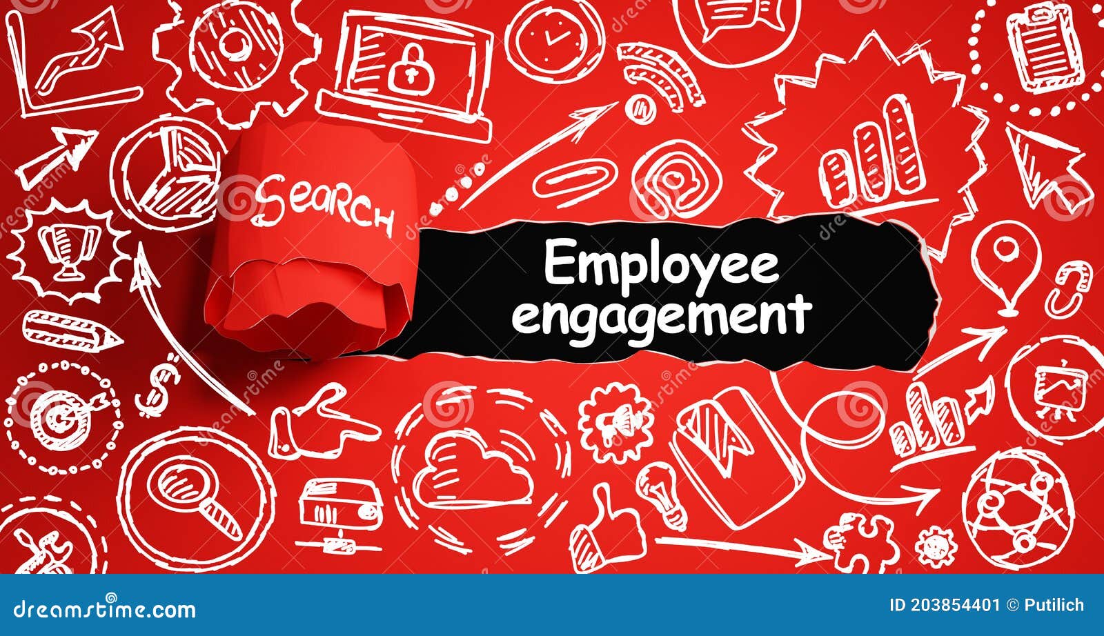 Mock Up with Torn Paper Employee Engagement Text Stock Image Image of