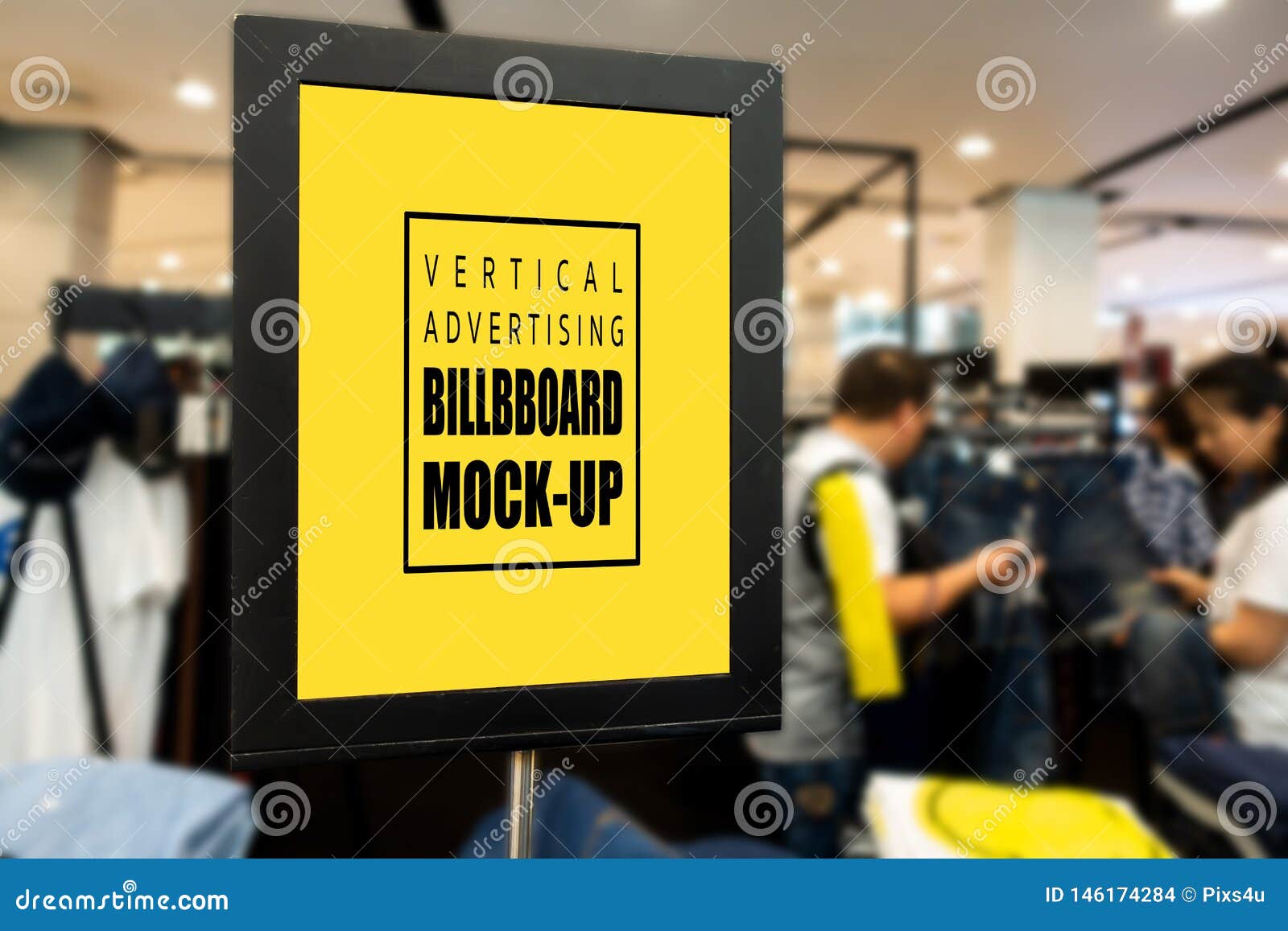 Download Mock Up Vertical Advertising Signboard In Clothing Shop ...