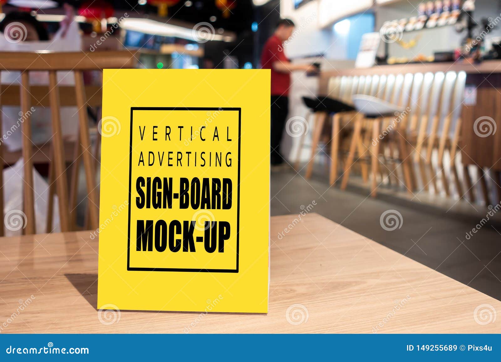 Download Mock Up Vertical Advertising Signboard On Table In Restaurant Stock Image Image Of Advertisement Business 149255689
