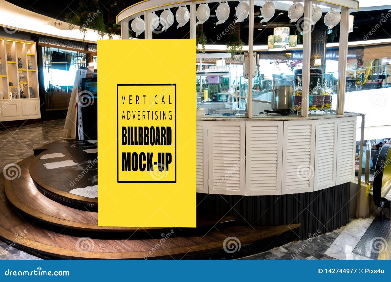 Download Mock Up Vertical Advertising Stand Front Of Booth Tea ...