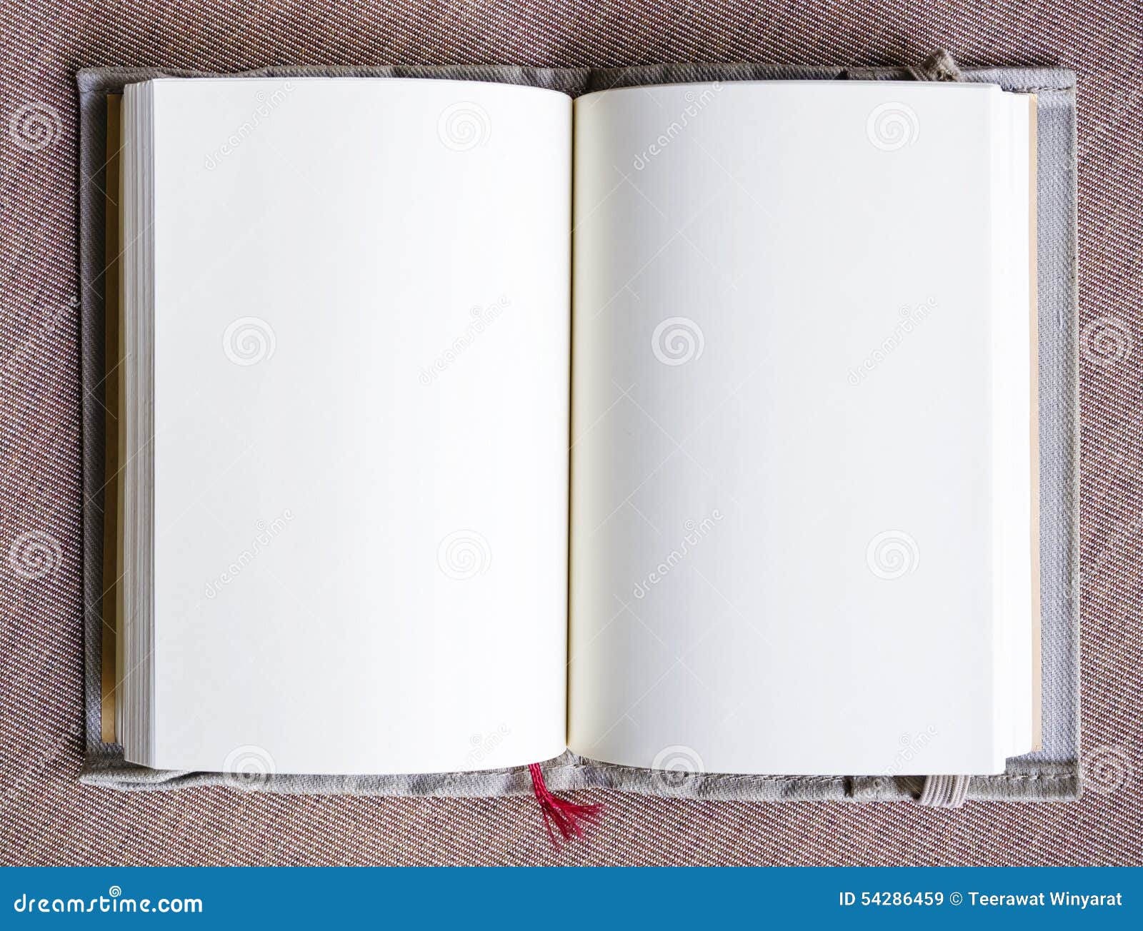 mocked up blank book page top view