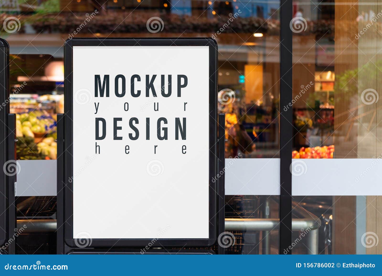 Download Mockup Advertising Board In Front Of Supermarket Mock Up Billboard For Your Text Messege Or Mock Up Content With Department Stock Photo Image Of Design Advertising 156786002