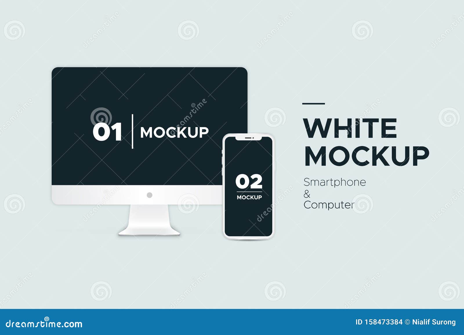 Banner Mockup Imac And Iphone Isolated On Background Stock Illustration Illustration Of Color Display