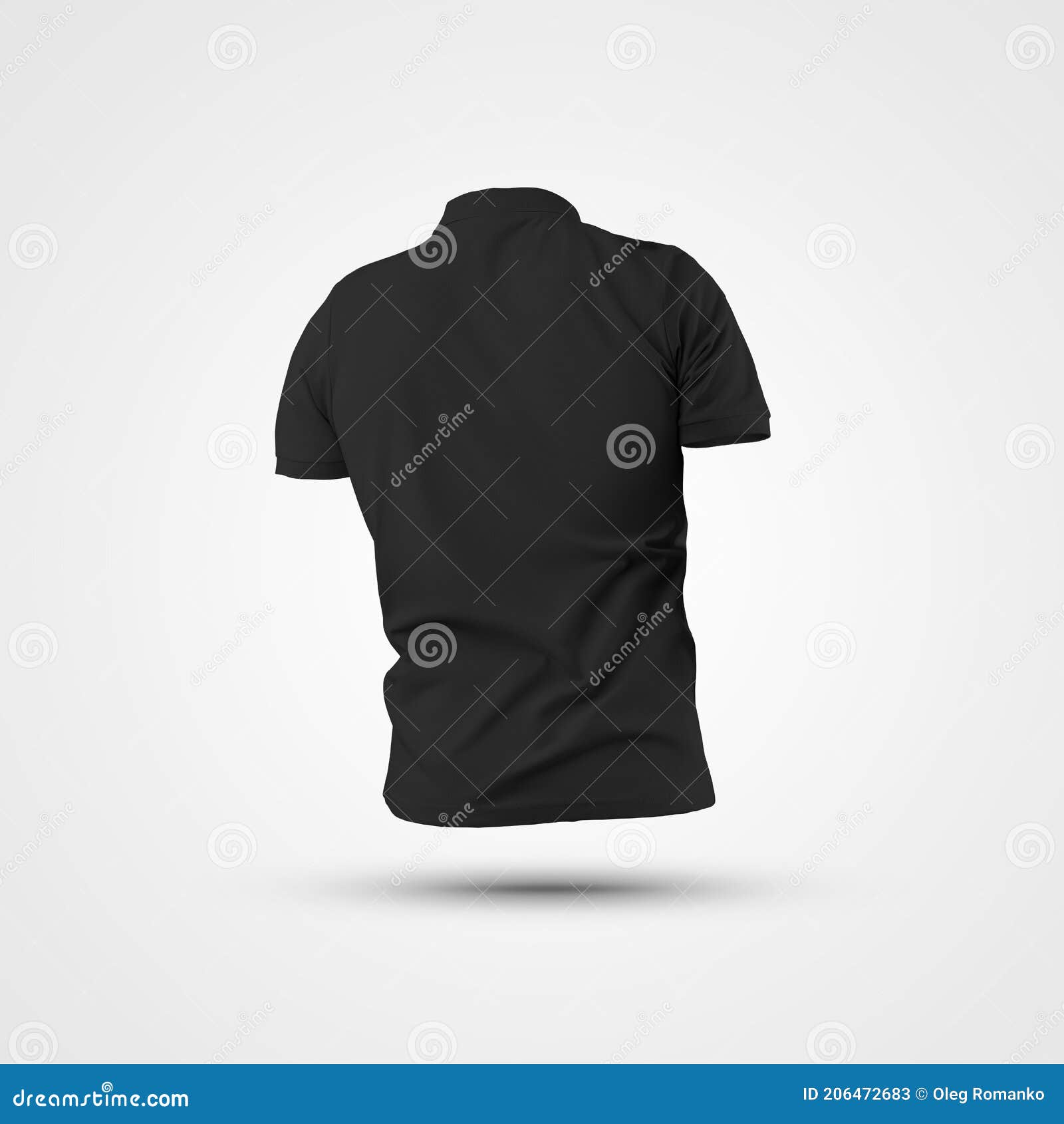 Mockup Black 3d Illustration of Male Shirt with Short Sleeves, Collar ...