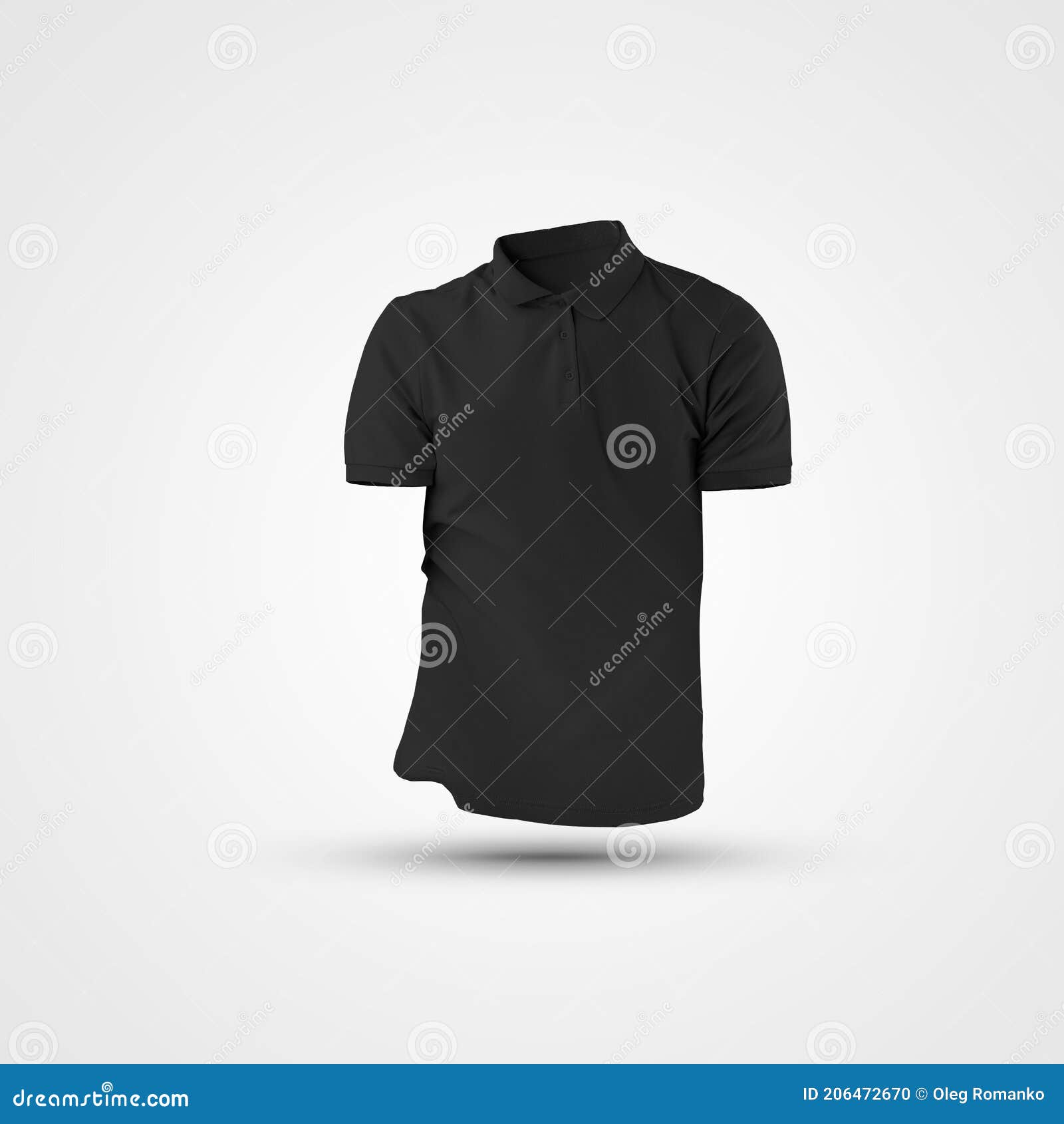 Mockup of a Black Male Shirt with Short Sleeves, Collar, Polo 3D ...