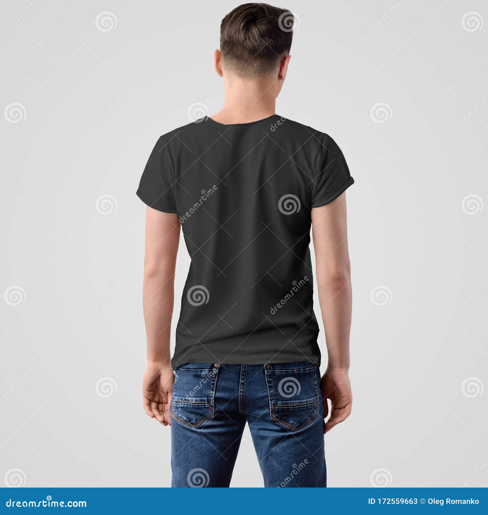 Blue Tshirts Front And Back Used As Design Template Stock Photo