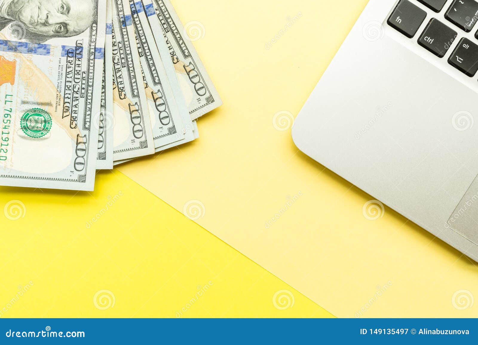 Download Mockup Blank Page With Laptop And Cash Money On Yellow ...