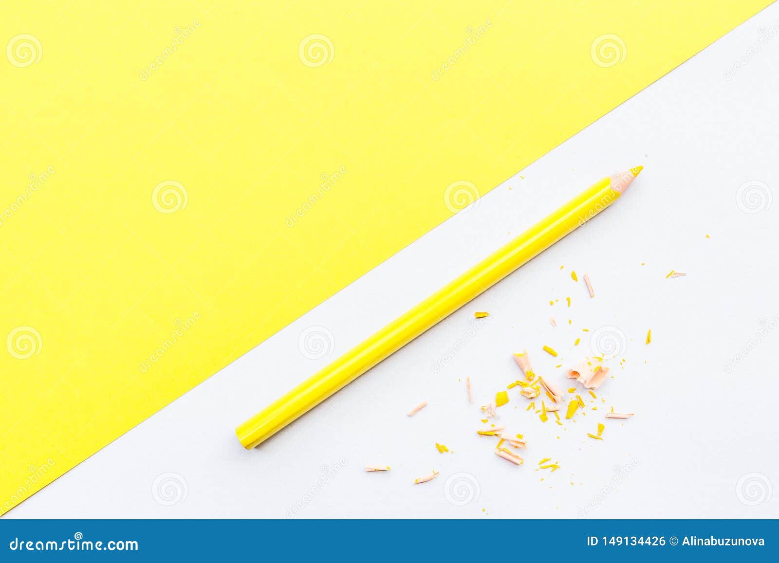 Download Mockup Blank Page With Yellow Pencil. Top View With Copy Space For Input The Text. Flat Lay ...