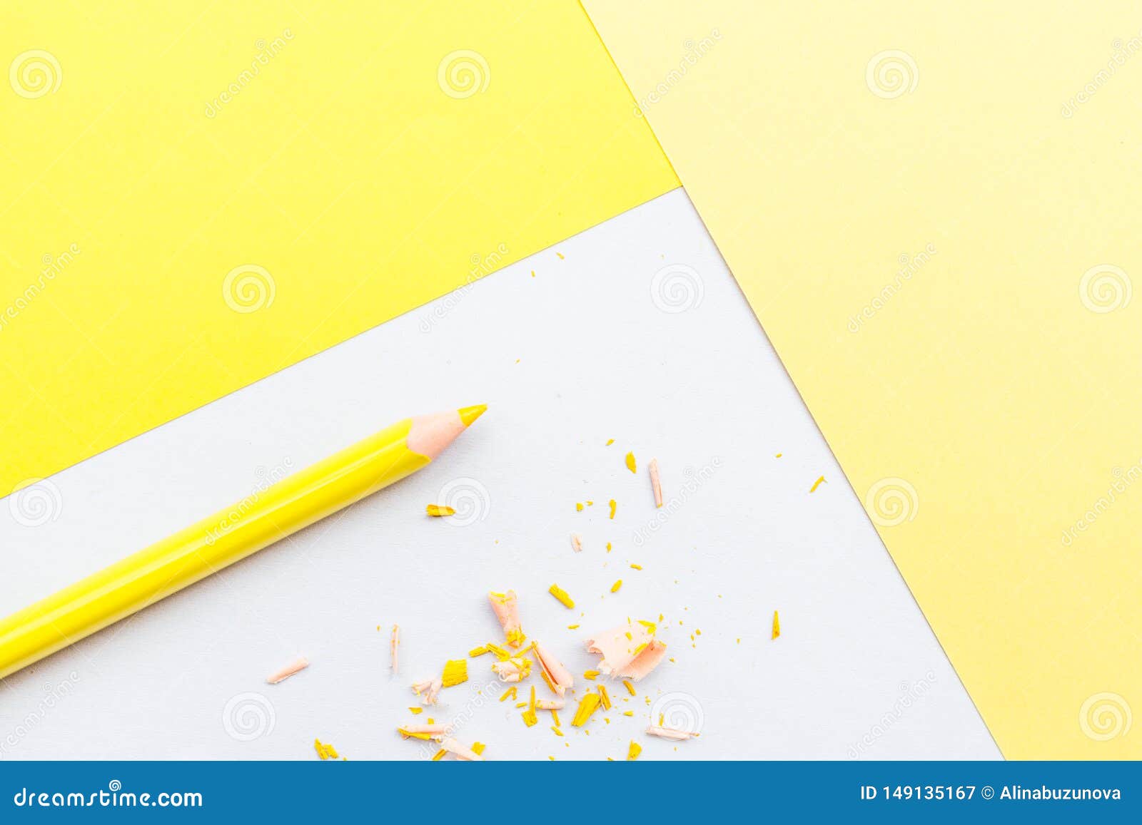 Mockup Blank Page With Yellow Pencil. Top View With Copy Space For Input The Text. Flat Lay ...