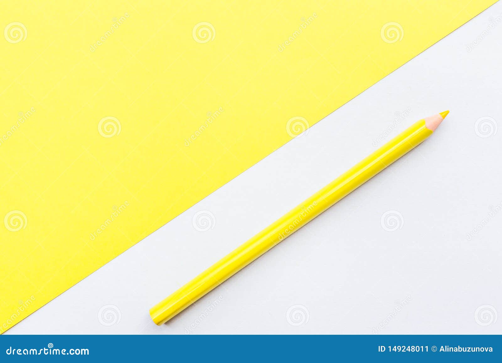 Download Mockup Blank Page With Yellow Pencil. Top View With Copy Space For Input The Text. Flat Lay ...