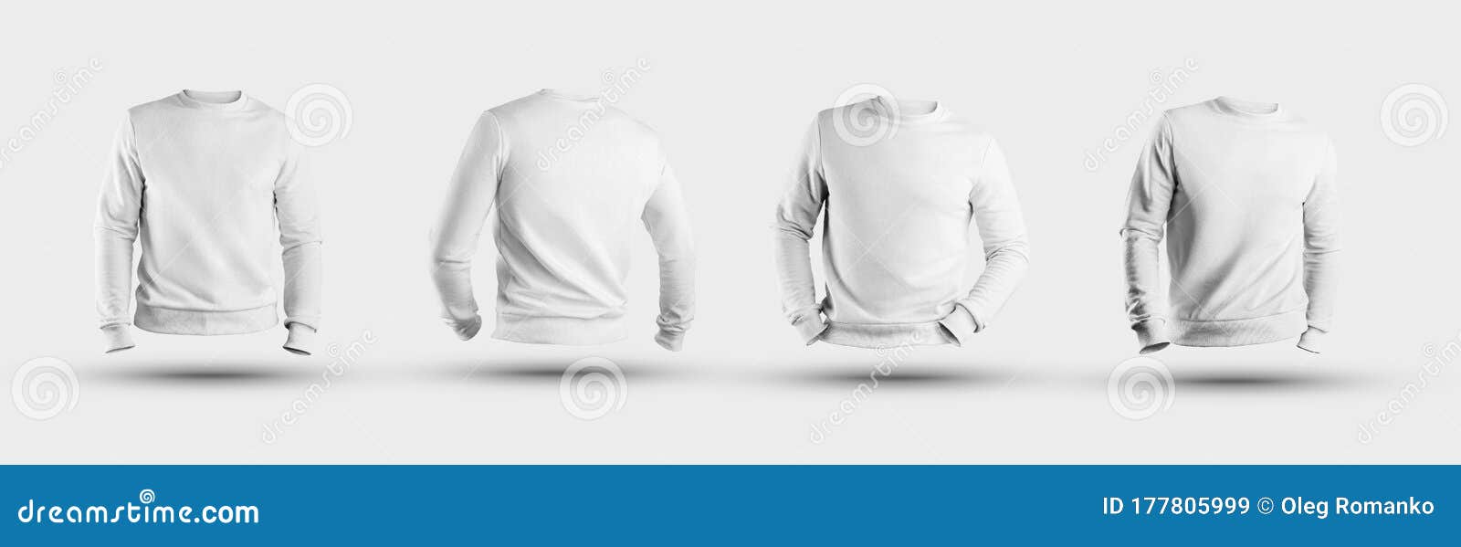 Download Mockup Blank White Sweatshirt 3D Rendering, Male Long ...