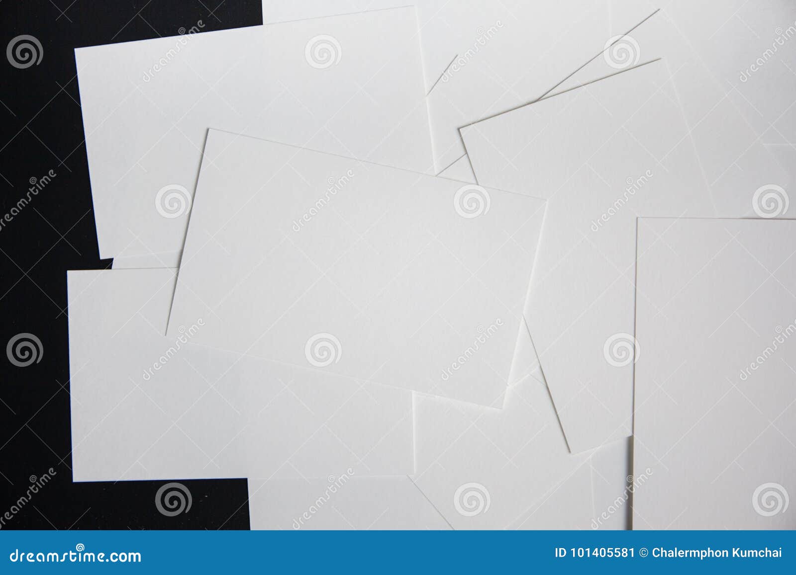 Download Mockup Of Business Cards Fan Stack At Black Textured Paper Background. Stock Image - Image of ...