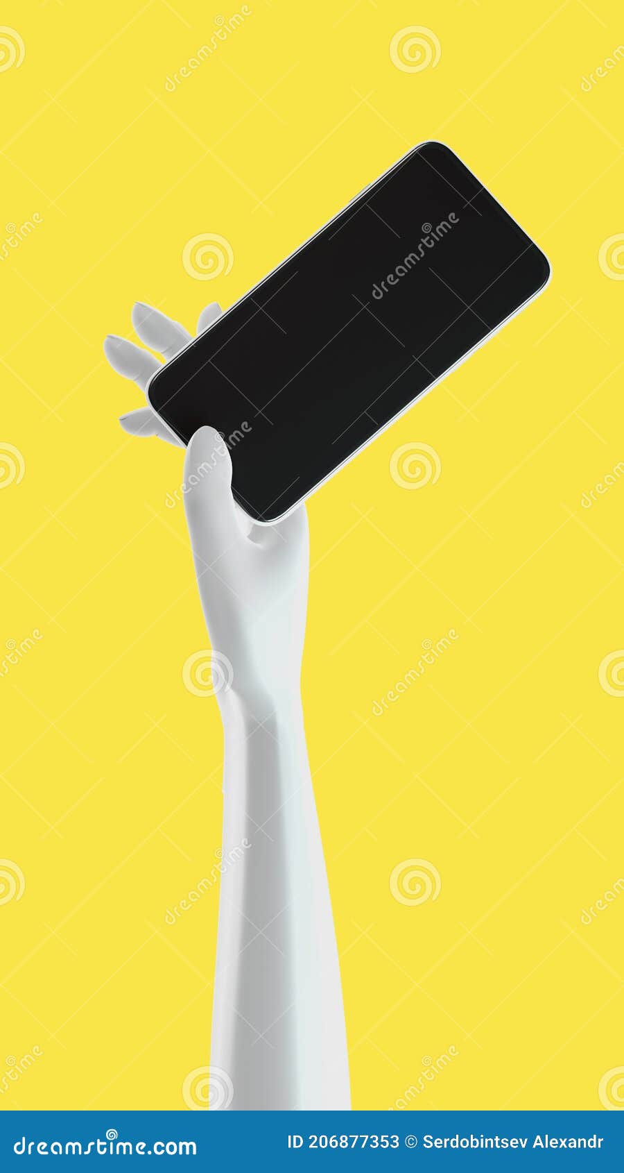 hand holding phone,  on background. 3d rendering