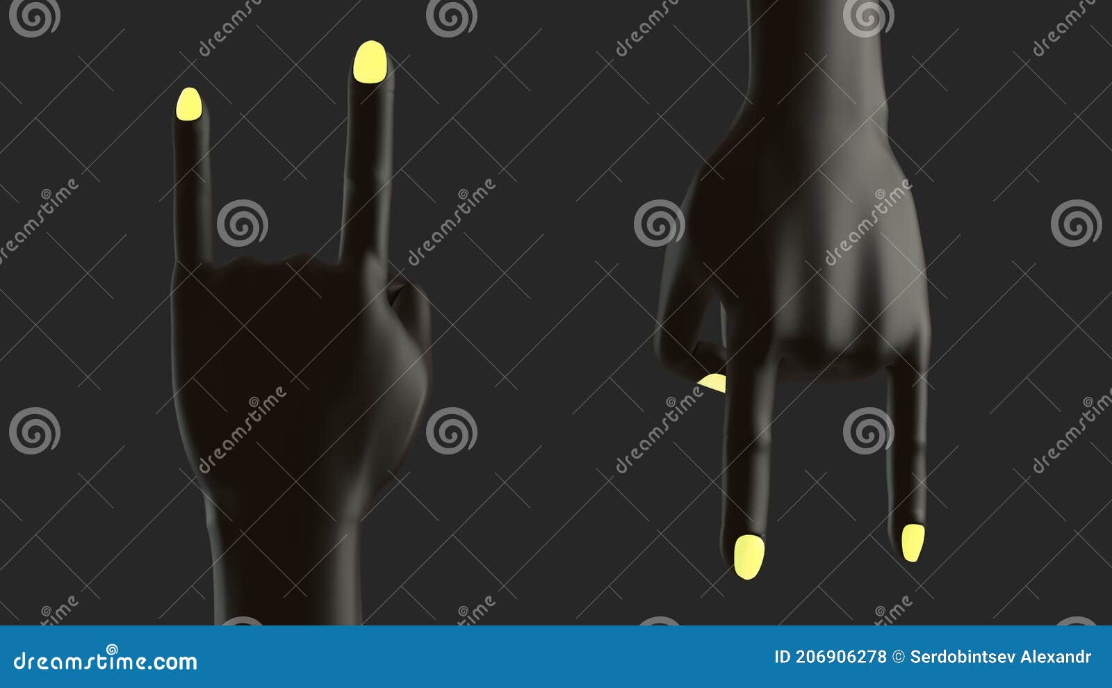 lets rock, hand sign,  on background. 3d rendering