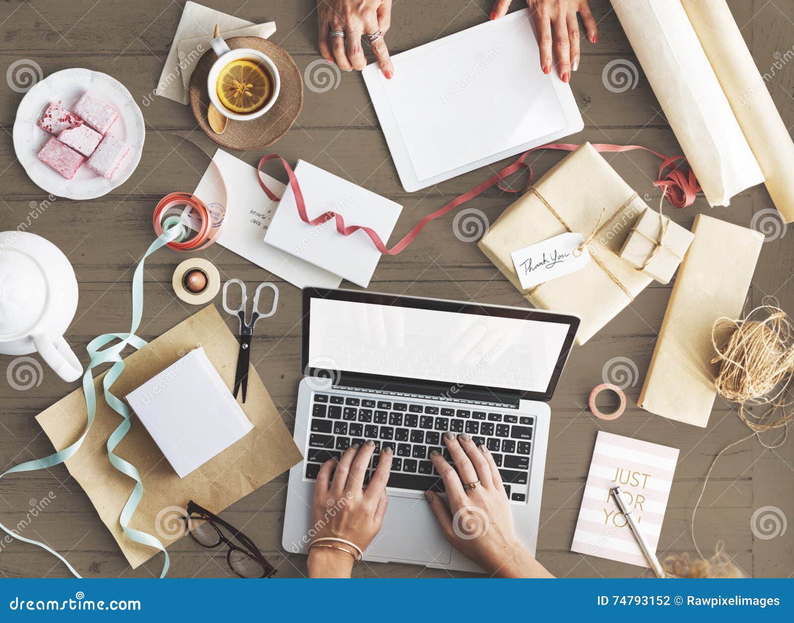 Mockup Copy Space Laptop Notebook Gift Present Concept Stock Photo Image of copy, creative