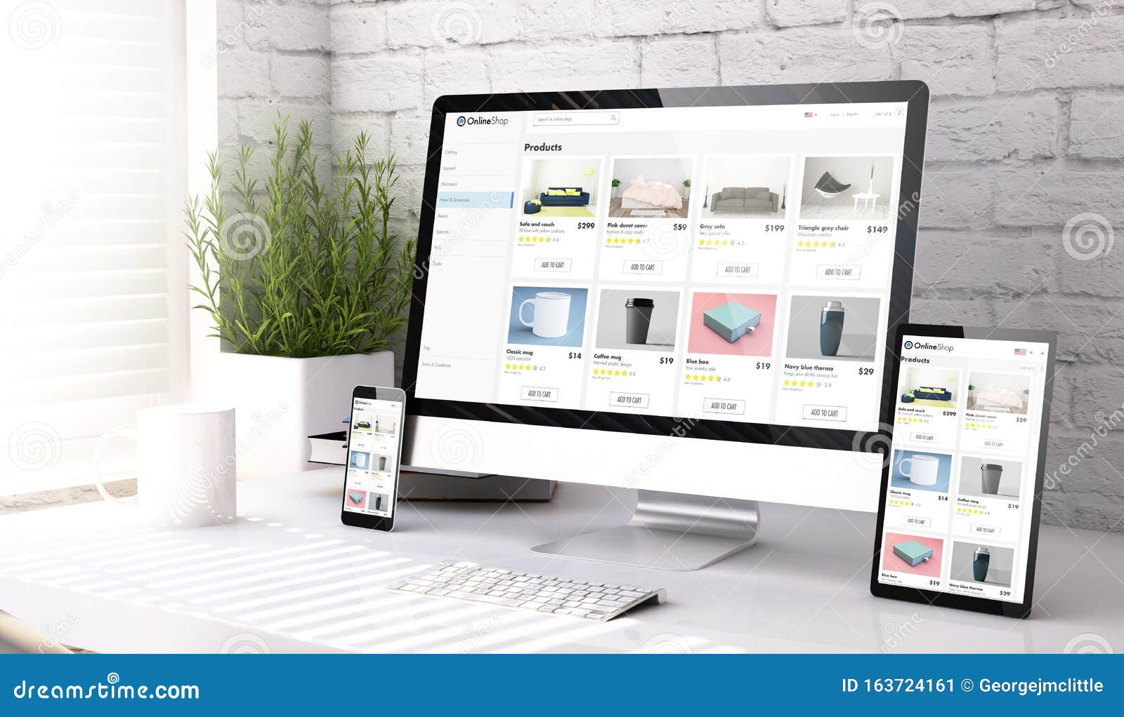 Download Mockup Devices Online Shopwebsite Stock Illustration Illustration Of Mockup Window 163724161