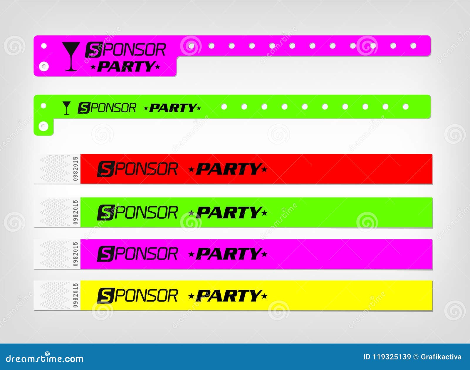 Mockup of Different Types of Bracelet. Suitable for Security Access ...