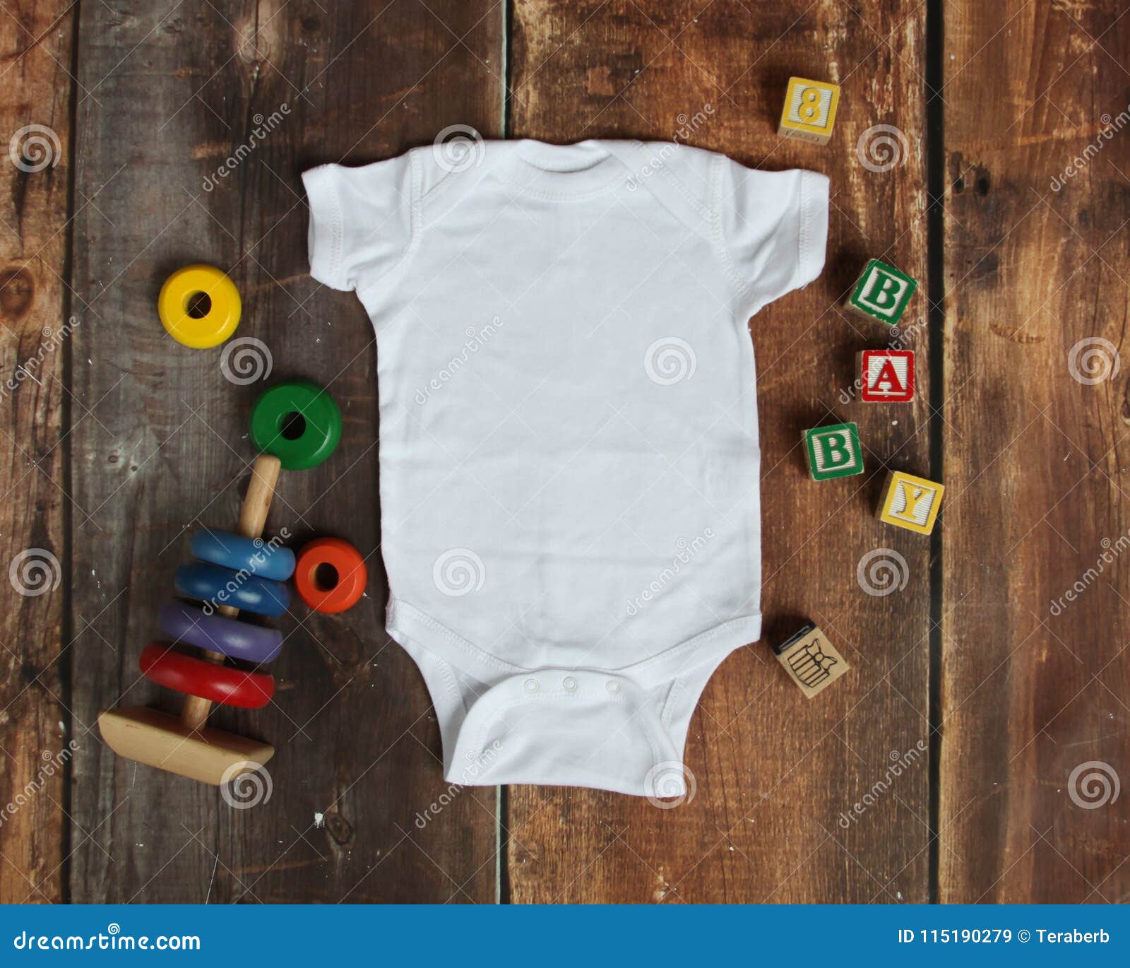 Download Mockup Flat Lay Of White Baby Bodysuit Shirt Stock Image Image Of Mockup Clothing 115190279