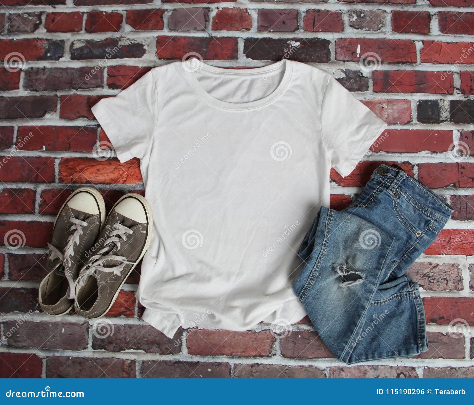 mockup flat lay of white tee shirt