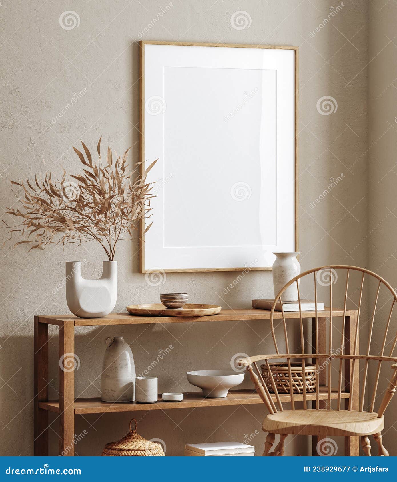 Mockup Frame Close Up in Living Room Interior Background Stock Image
