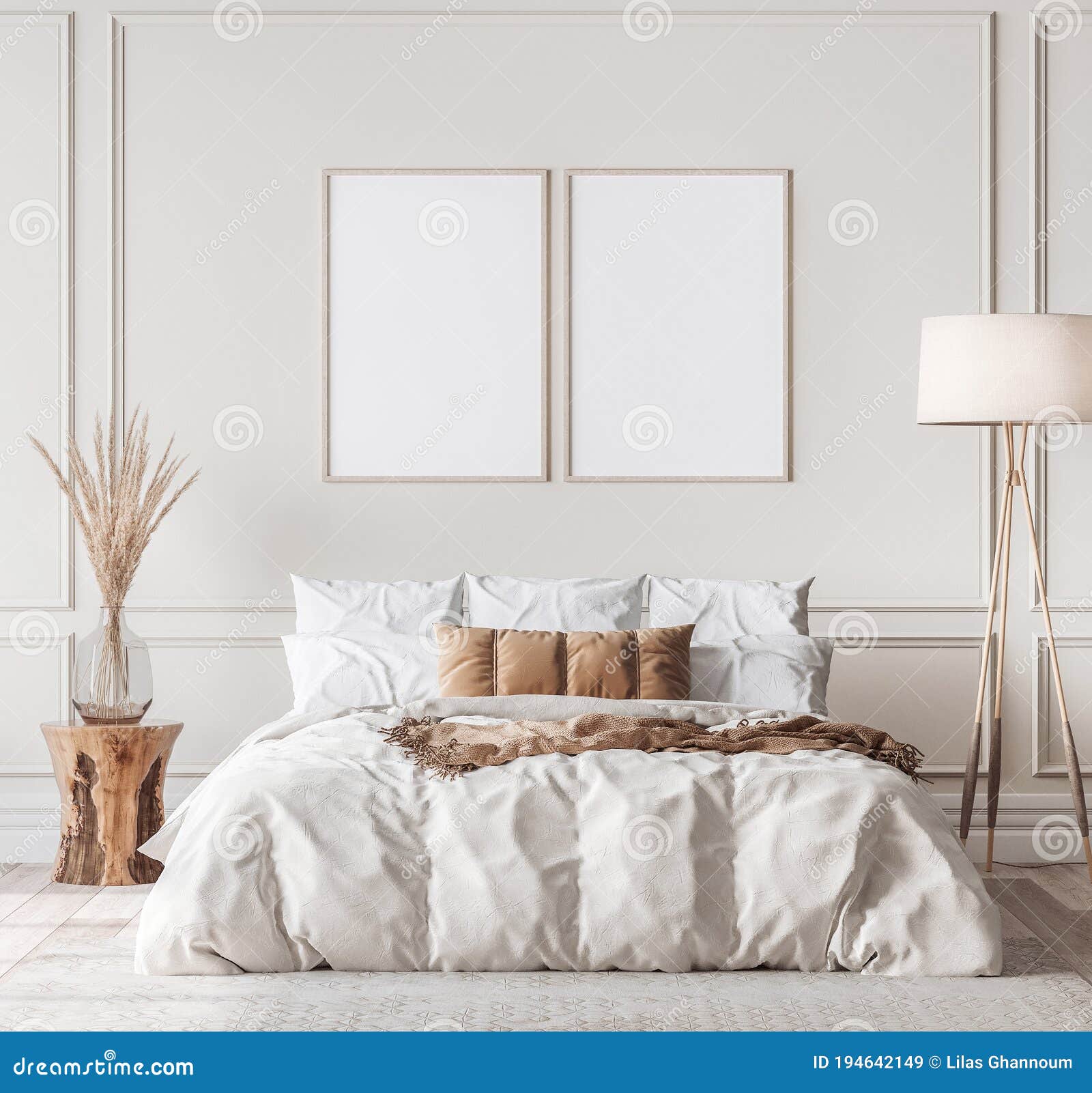 Mockup Frame in Contemporary Bedroom Design, Bight Home Decor