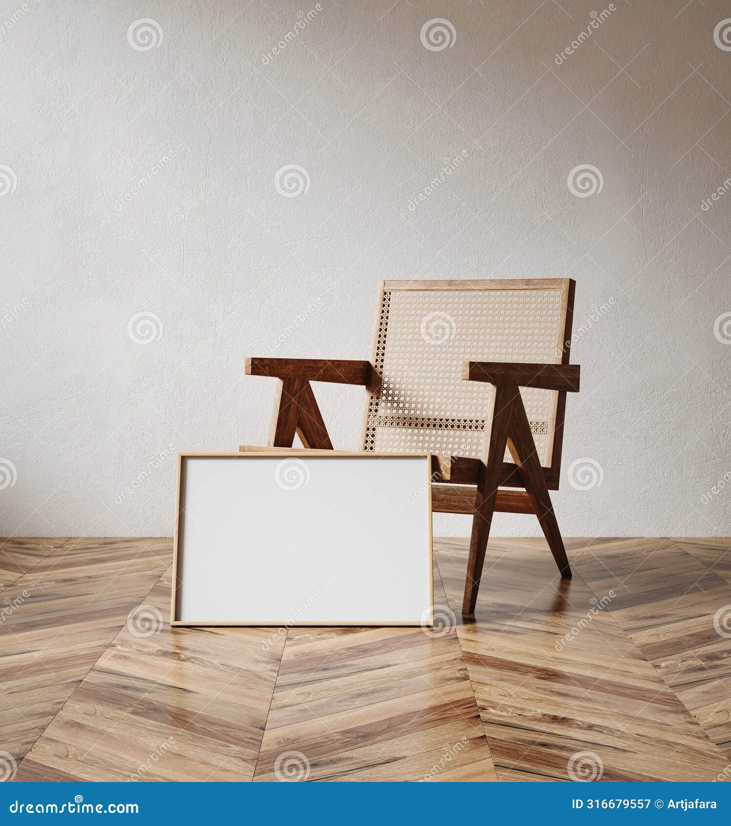 mockup frame in minimalist nomadic interior background