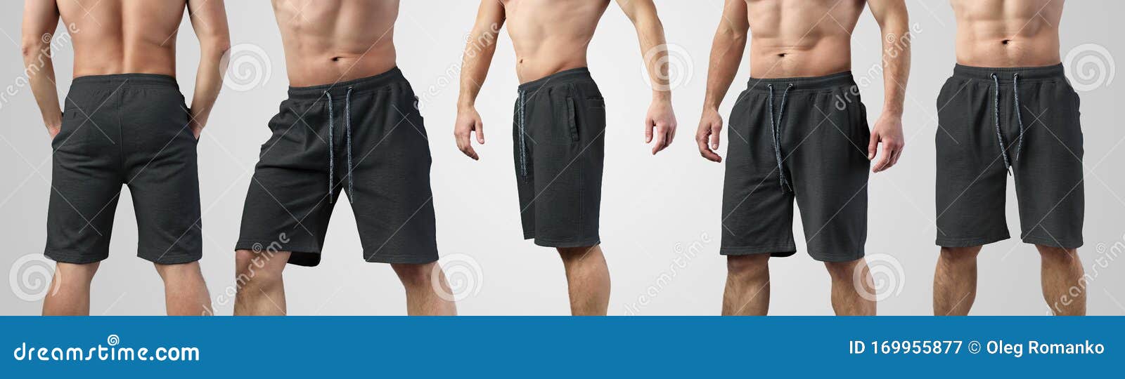 Mockup of Male Black Shorts on a Young Guy for Design Presentation, Set ...