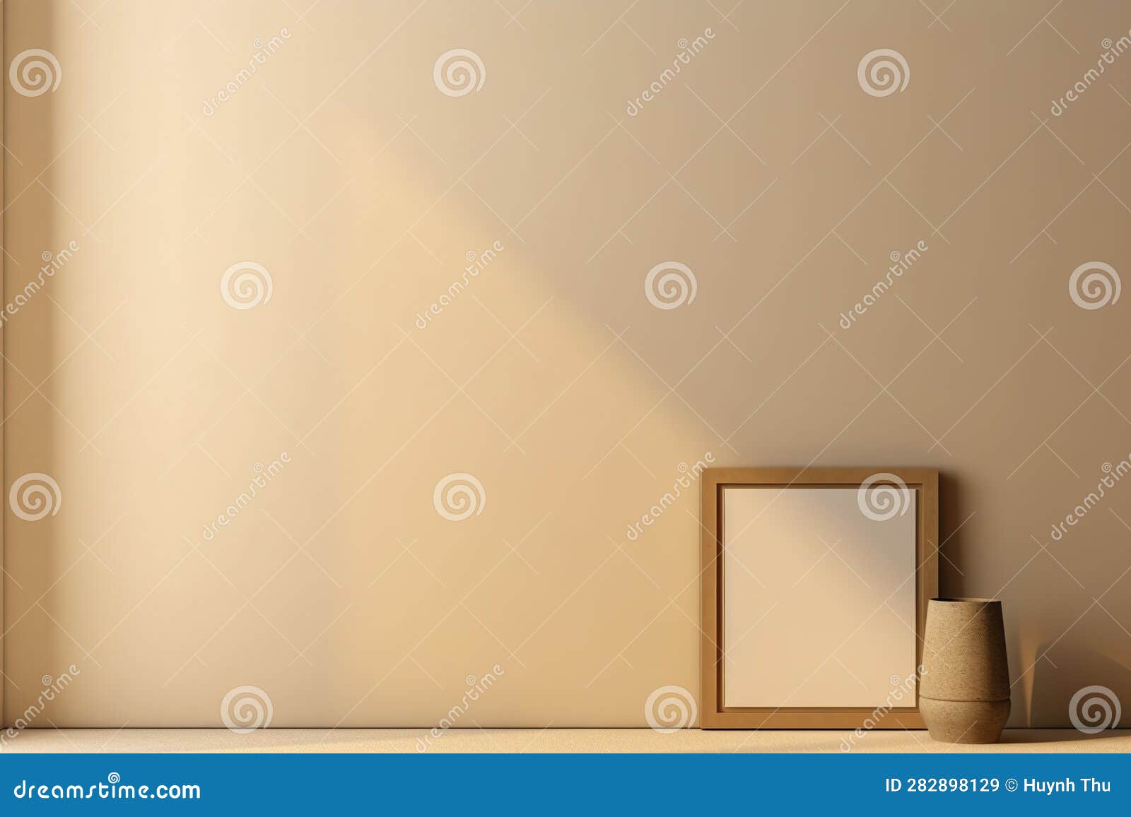 mockup a minimalist interior  room featuring a horizontal 3:2 empty picture frame
