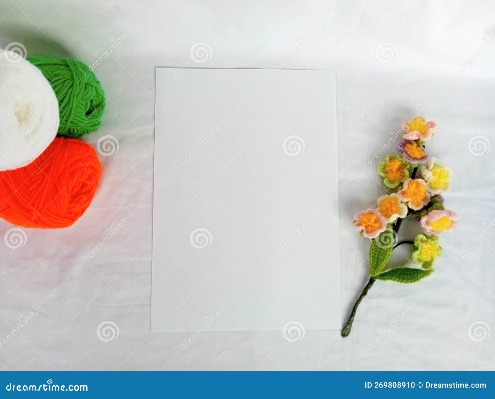 A4 Paper Mockup Planner White Background Crochet Flower Multicoloured