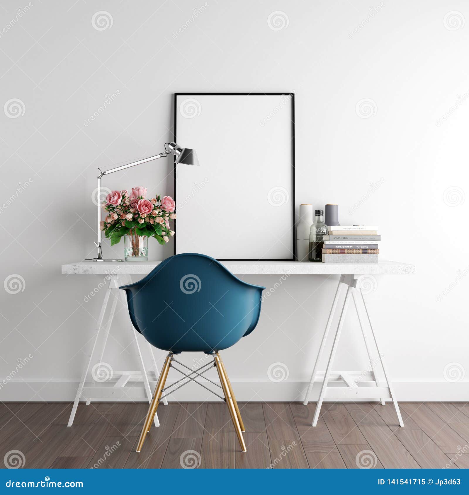 mock up poster frame with decoration - 3d render, 3d 