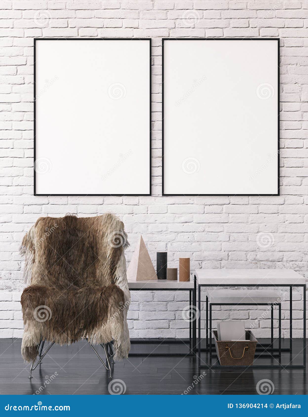 Download Mockup Poster In Hipster Living Room Interior Stock Illustration - Illustration of frame ...