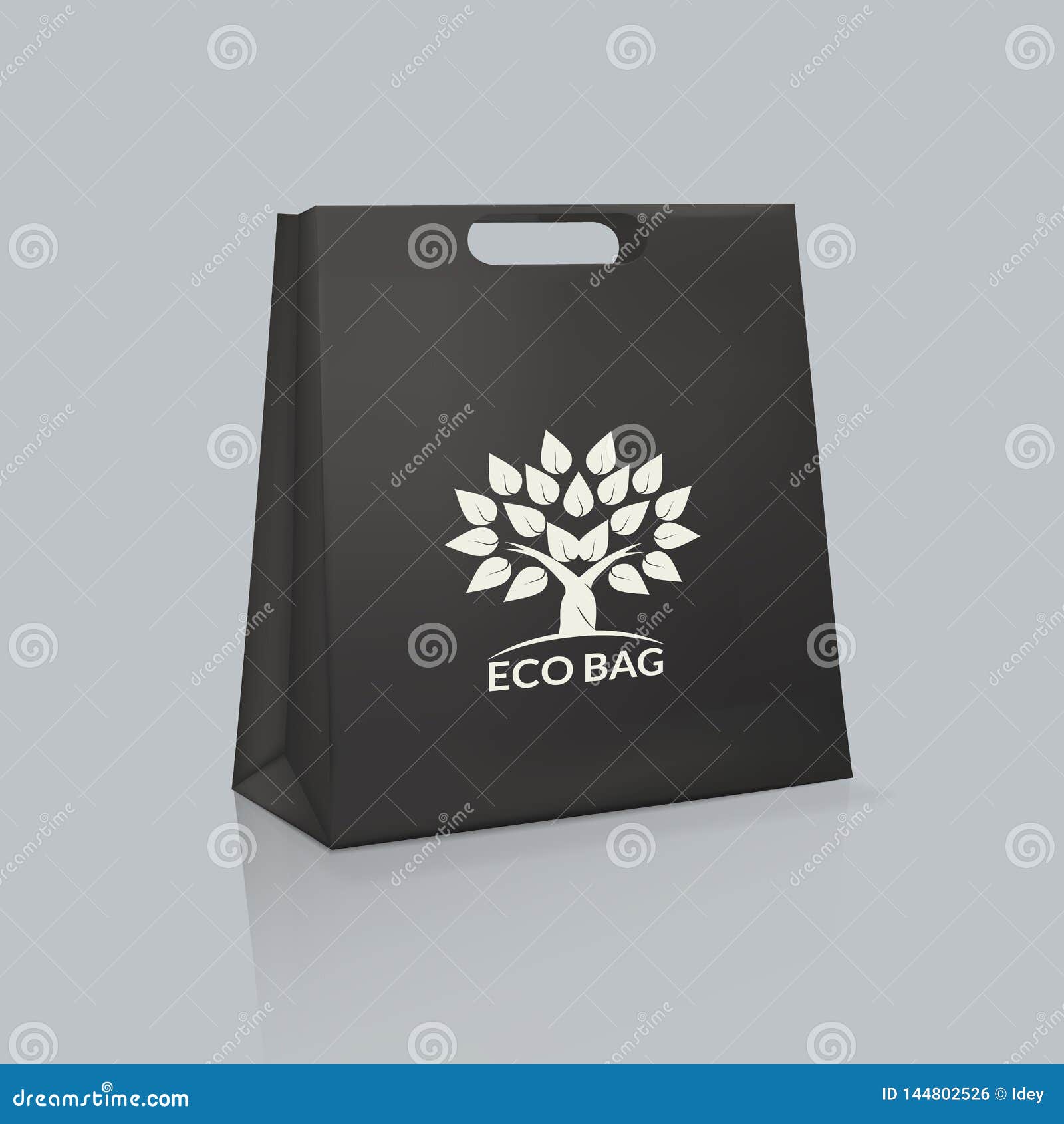 Download Mockup Of Realistic Black Paper Bag With Logotype ...