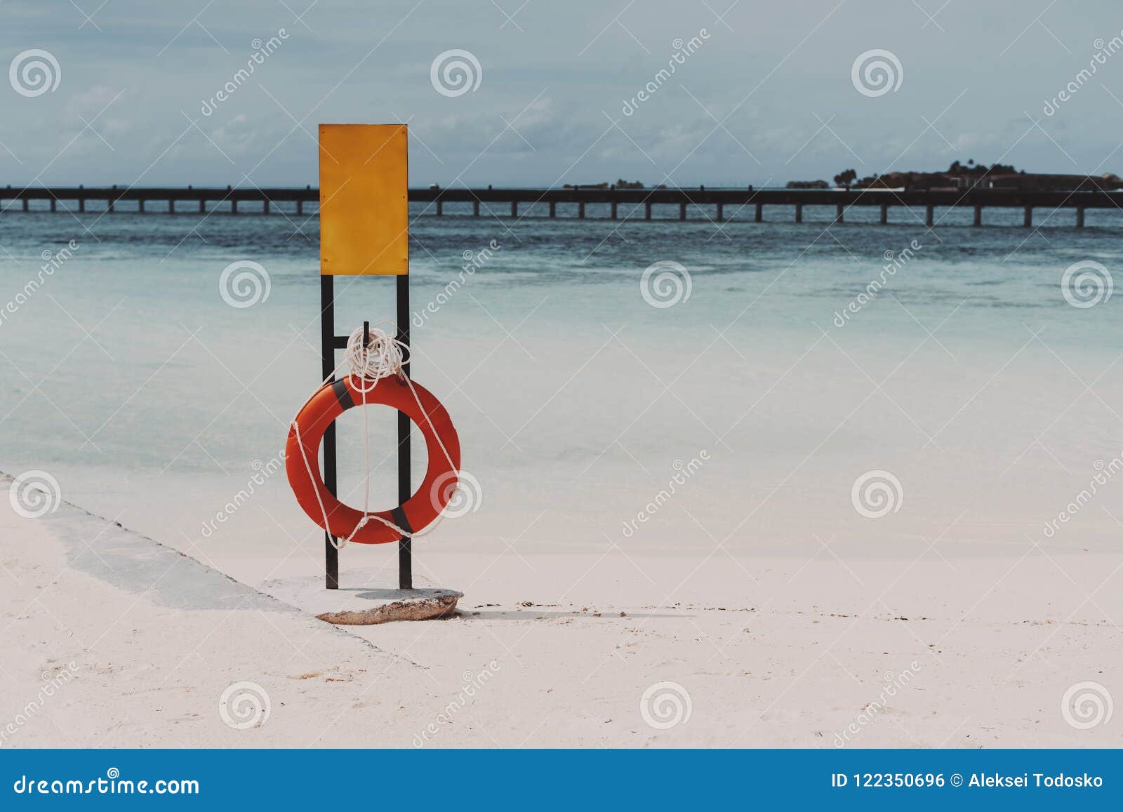 Download Mockup Of Safety Banner On The Beach With The Lifebuoy ...