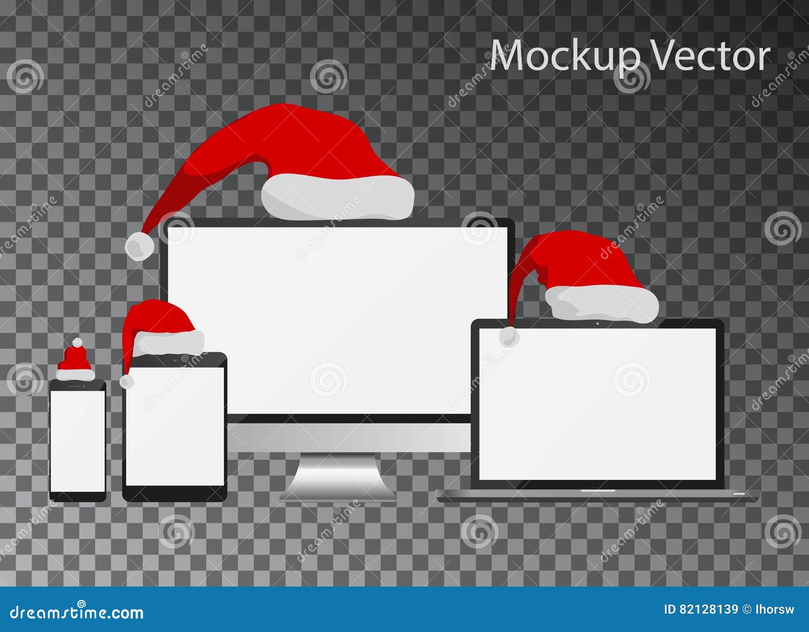 Download Mockup Screens With Santa Claus Hats Collection Isolated ...
