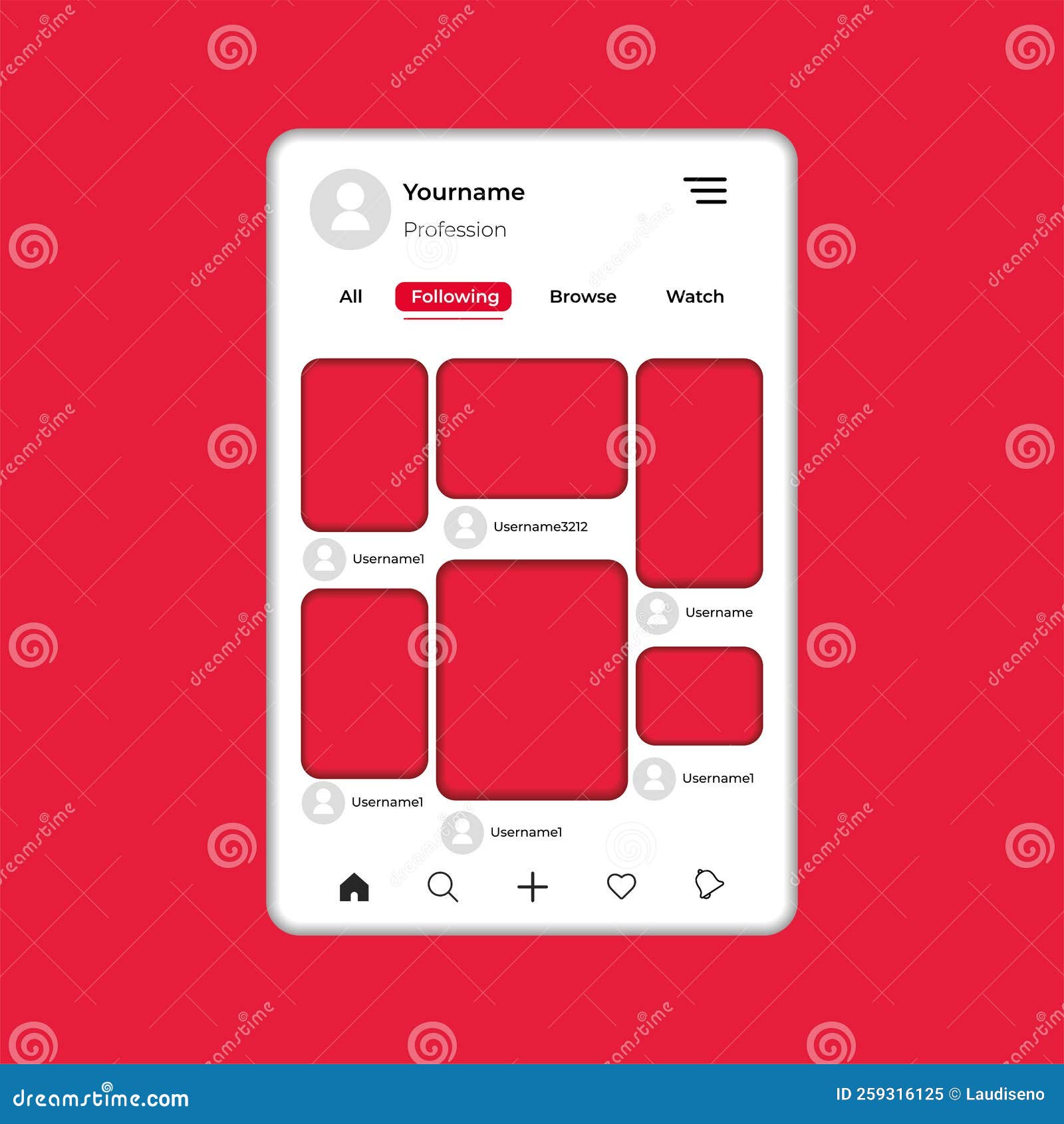 Mockup for Social Network Mobilephone App Template Vector Stock Vector Mockup for Social Network Mobilephone App Template Vector Stock Vector