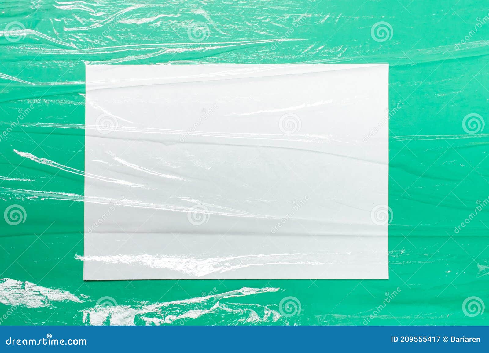 mockup template with a4 paper aheet under transparent film celofan