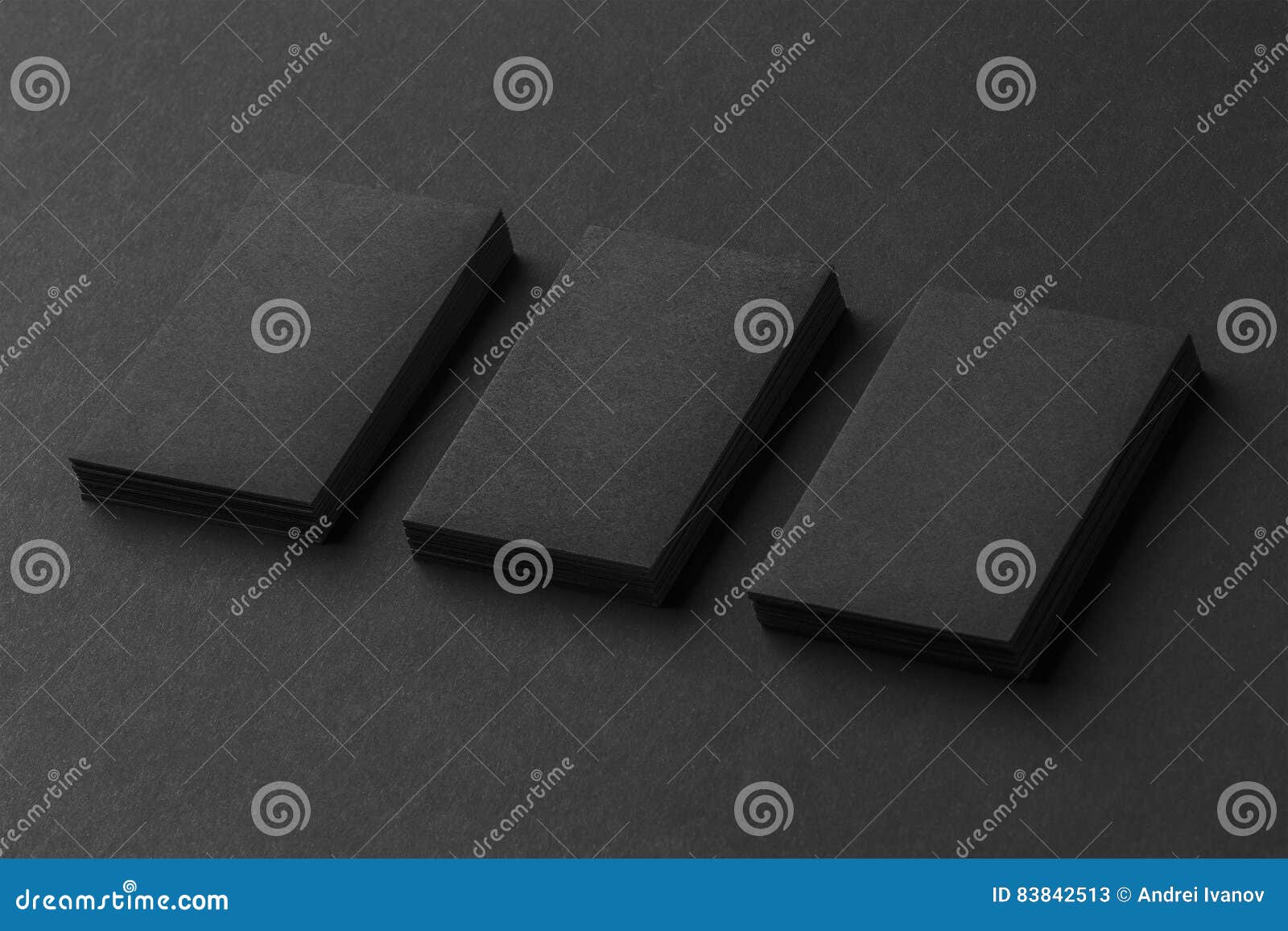 Mockup of Three Vertical Business Cards Stacks at Black Textured Stock Image Image of company