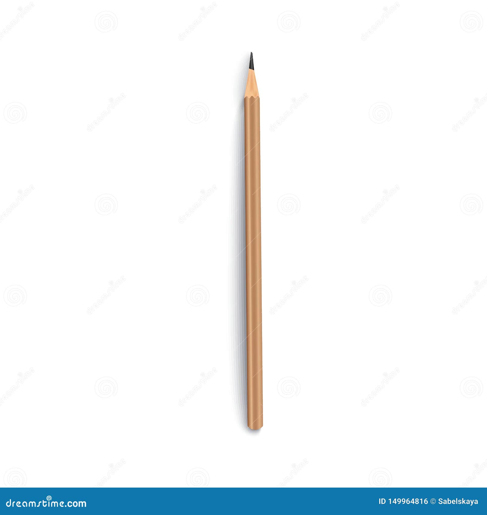 Mockup Of Top View One Blank Brown Pencil Lying Upright ...