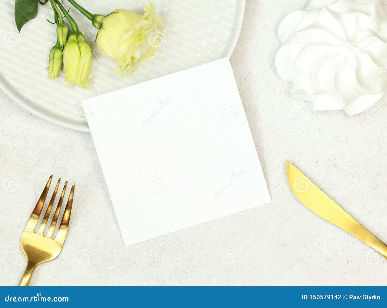 Download Mockup wedding number card stock photo. Image of fork - 150579142