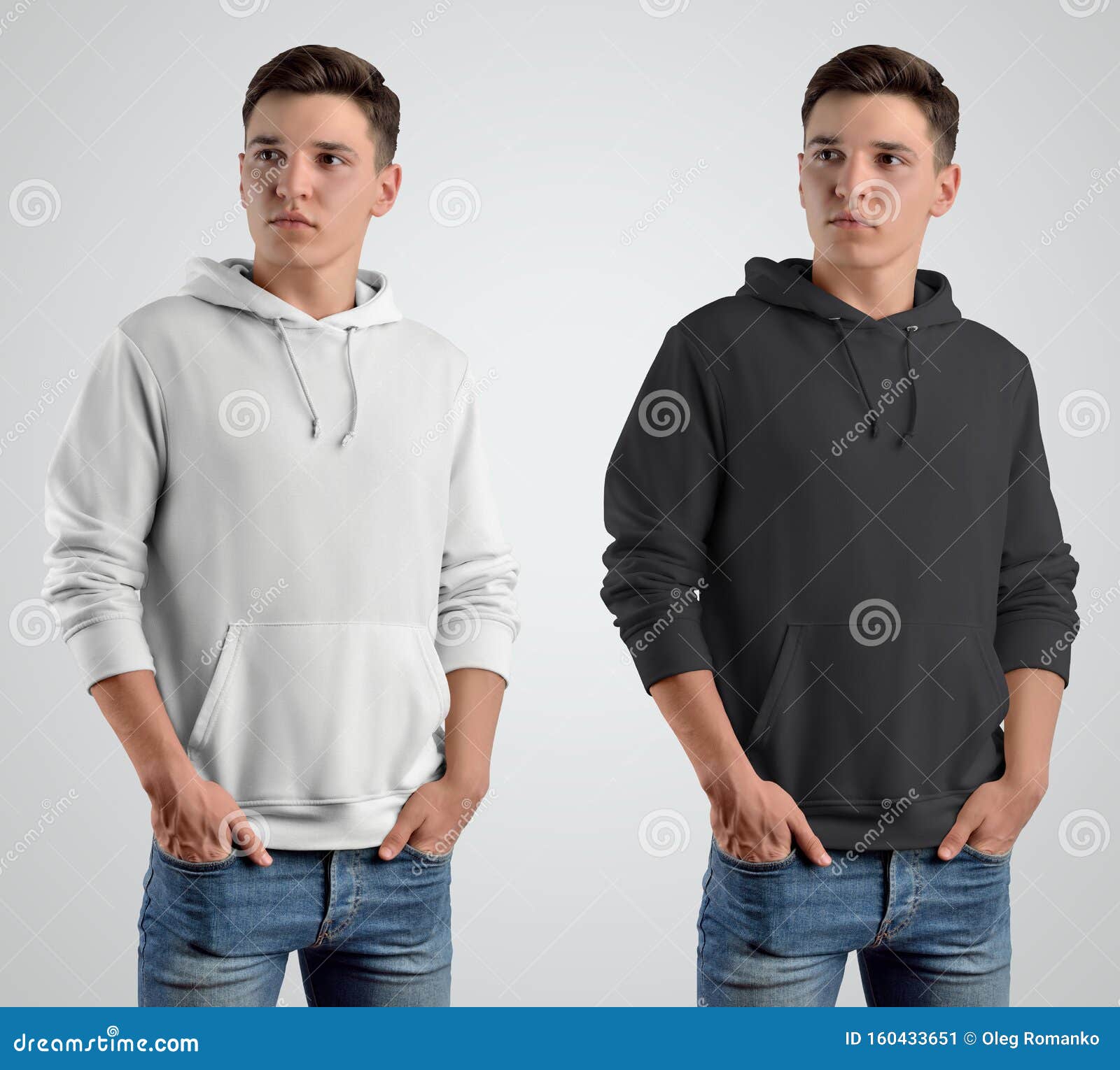 Download Mockup White And Black Hoodie On A Young Guy Stock Image ...