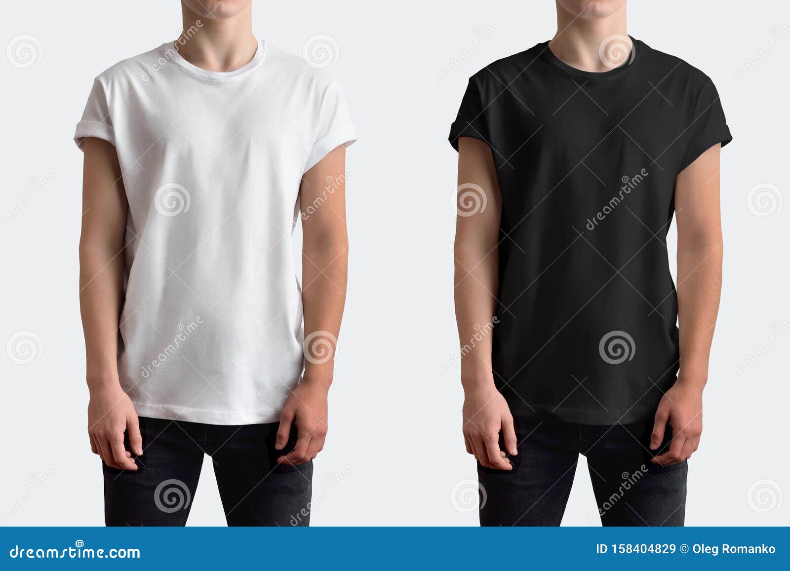 Mockup White and Black T-shirt with ...