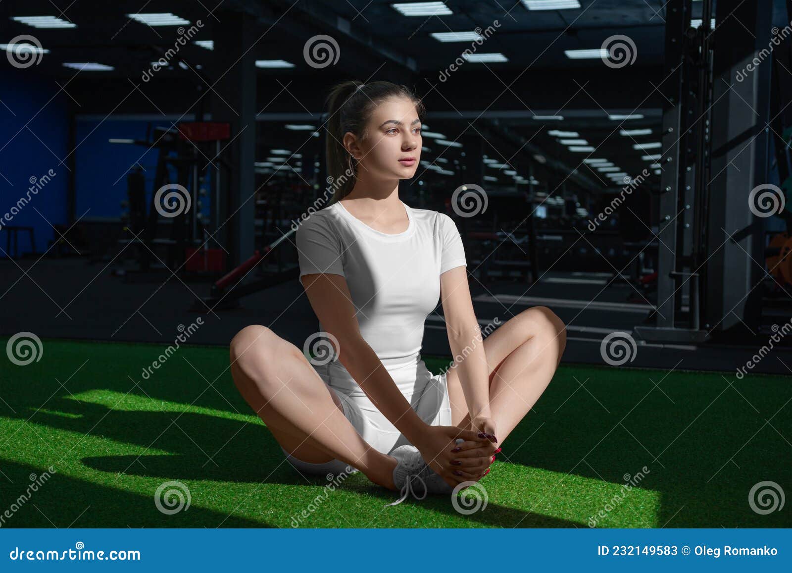 Mockup of White Compression Underwear on a Girl Working Out in a