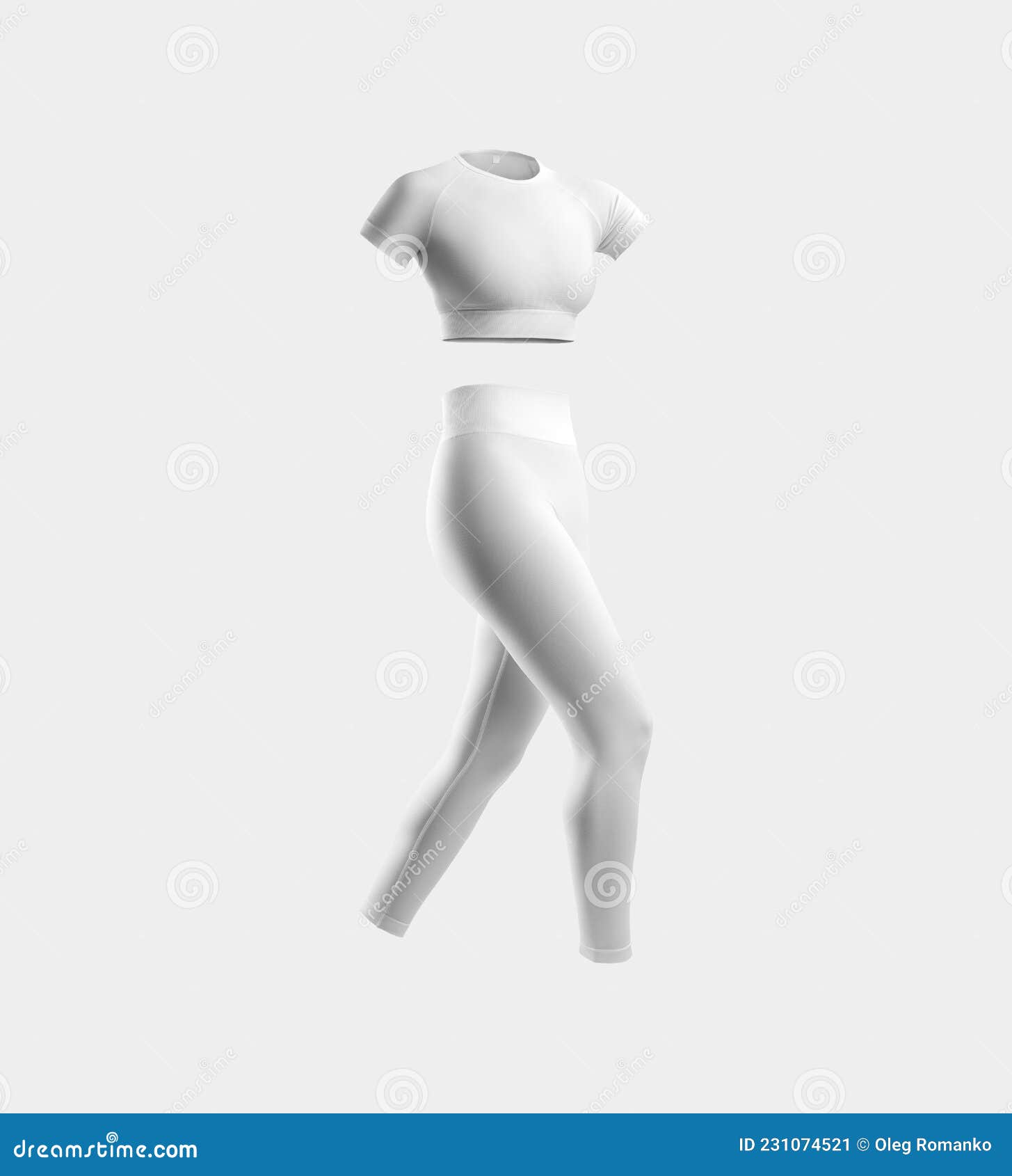 Mockup of a White Cropped T-shirt, Leggings, White Compression Suit, No ...