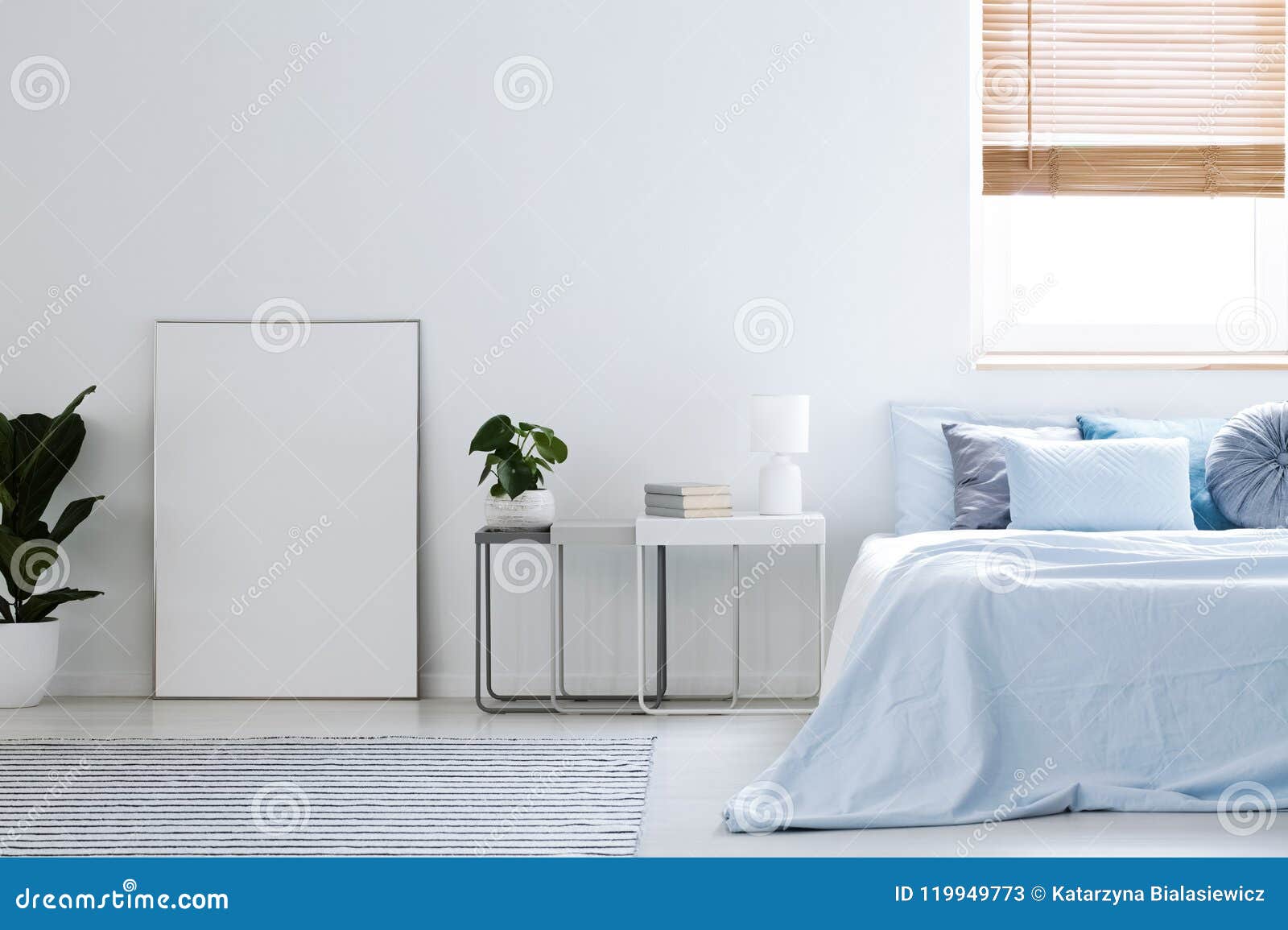 Download Mockup Of White Empty Poster In Simple Hotel Bedroom Interior Wi Stock Image Image Of Copy Sheets 119949773 PSD Mockup Templates