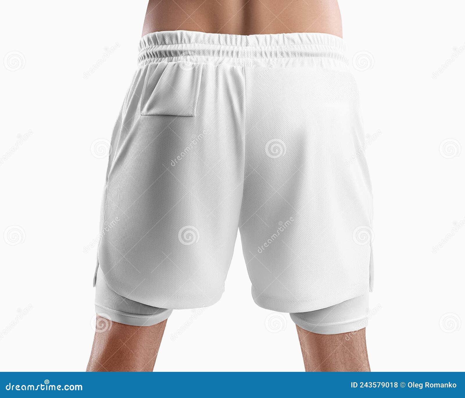 Mockup of White Sports Shorts with Underpants Compression Line