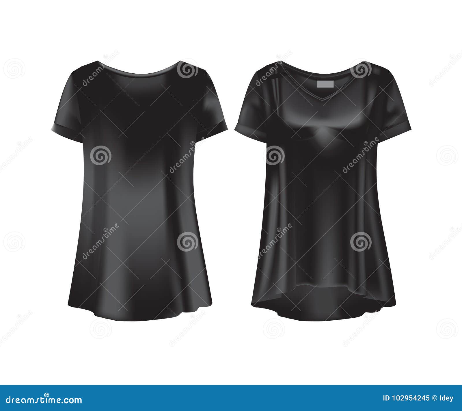 Download Black Mockup Of Women S T-shirts - Tunics. Front And Rear ...
