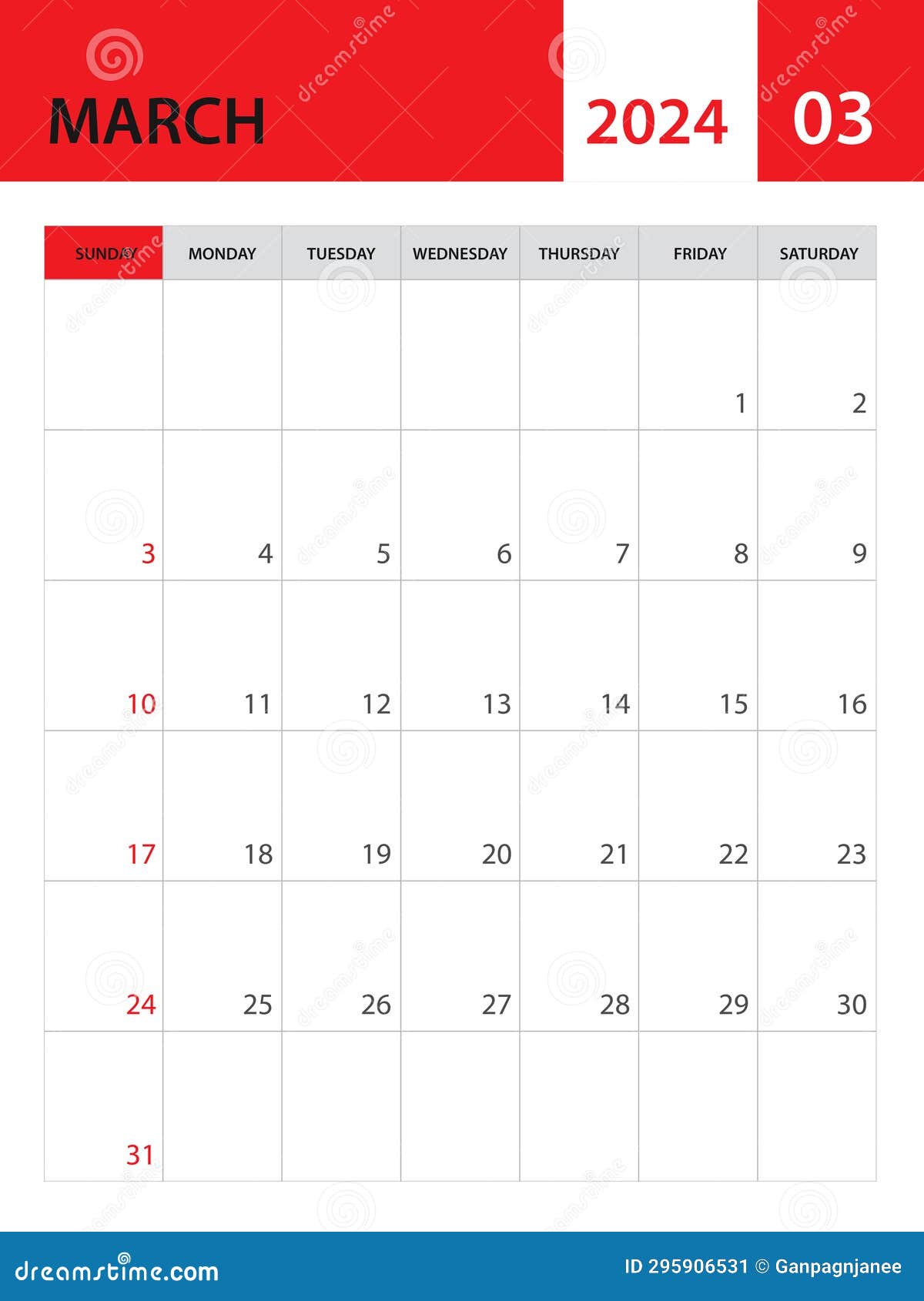 Vecteur De Modèle De Calendrier 2024, Conception Minimale Simple