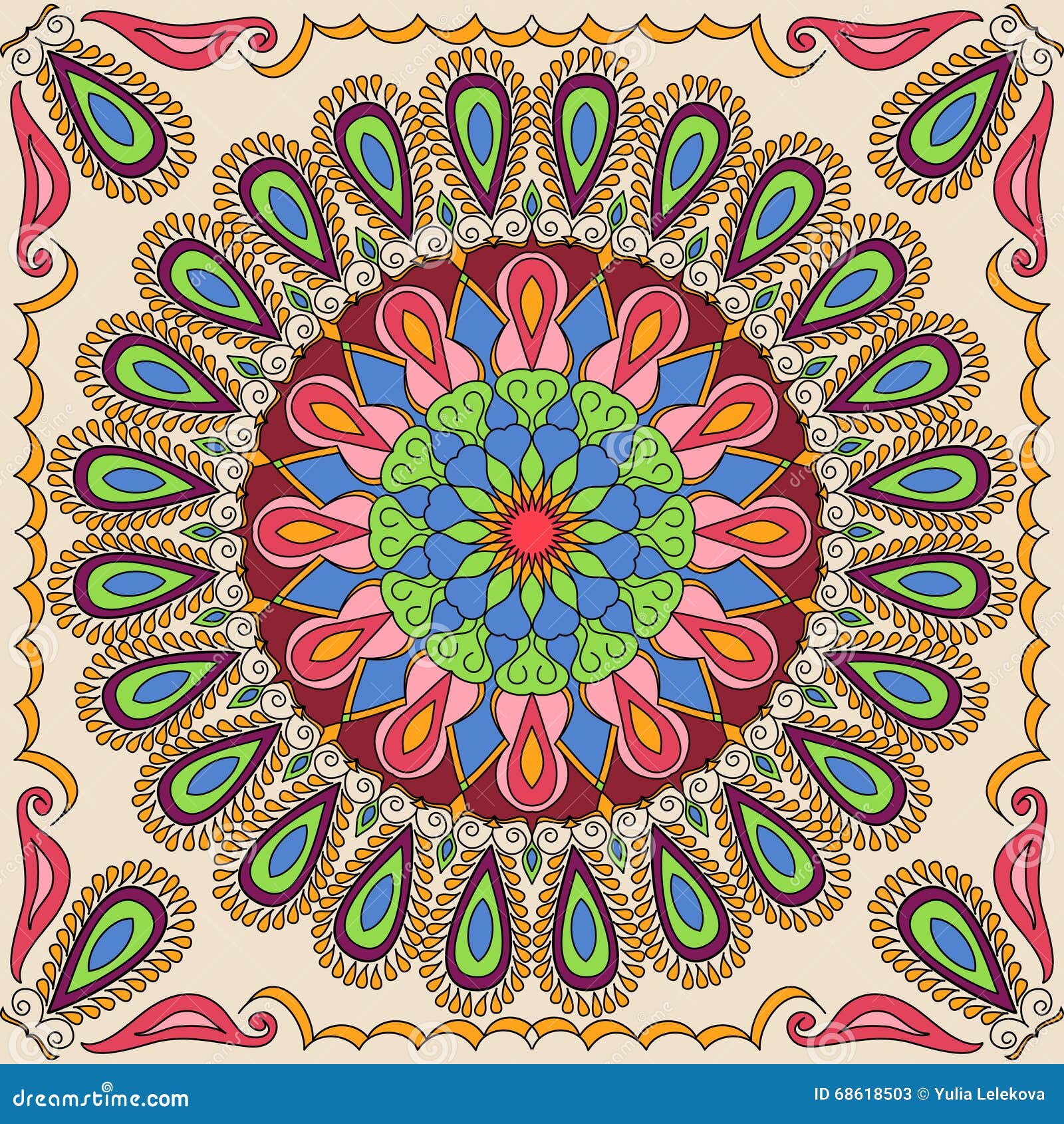 Mod¨le carré de mandala de vecteur me exemple pour livre de coloriage pour des adultes La page pour détendent et méditation Tu