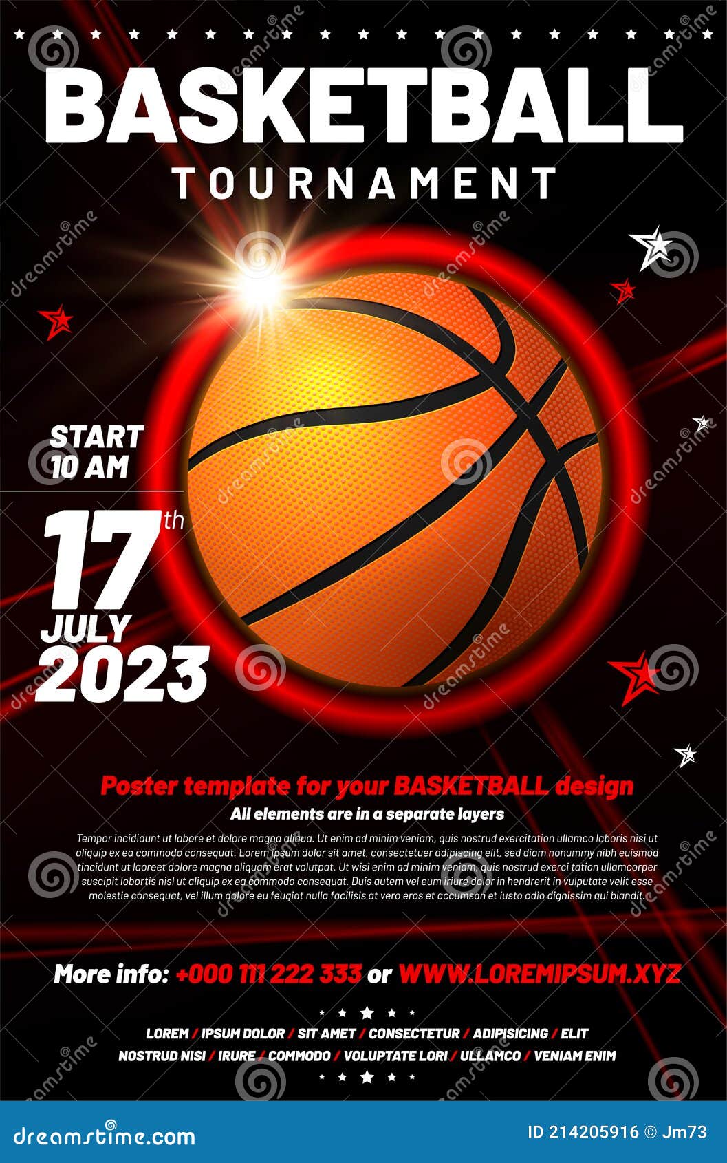 Tournoi de basket-ball géométrique moderne gris foncé et orange Poster -  Venngage